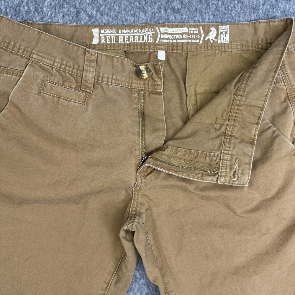 Red Herring Chino Pants Stretch Straight Brown Mens 36x30 Casual - Picture 3 of 10